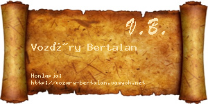 Vozáry Bertalan névjegykártya